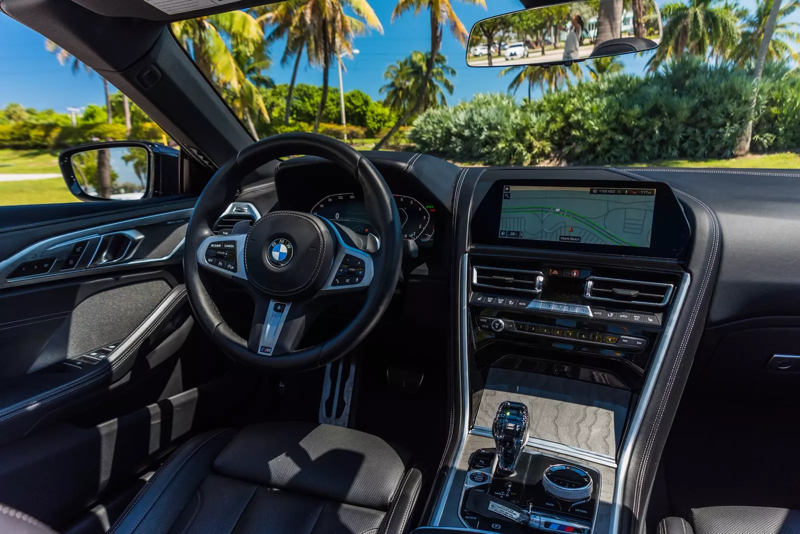 BMW 840i Convertible interior Cabin of the BMW 840i Convertible with leather finishes