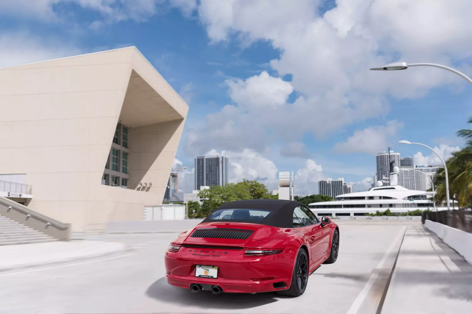 Porsche 911 Convertible, rear view Red Porsche 911 Convertible, rear view