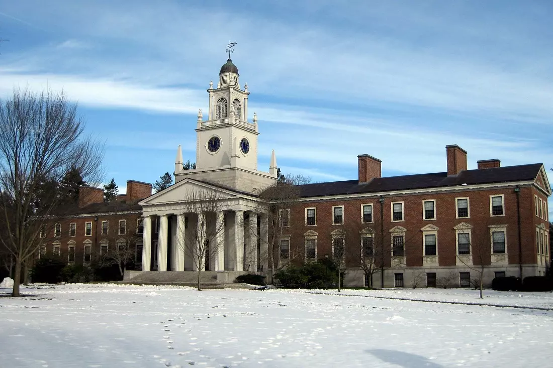 Samuel Phillips Hall building at Phillips Academy Andover Samuel Phillips Hall academic building in winter