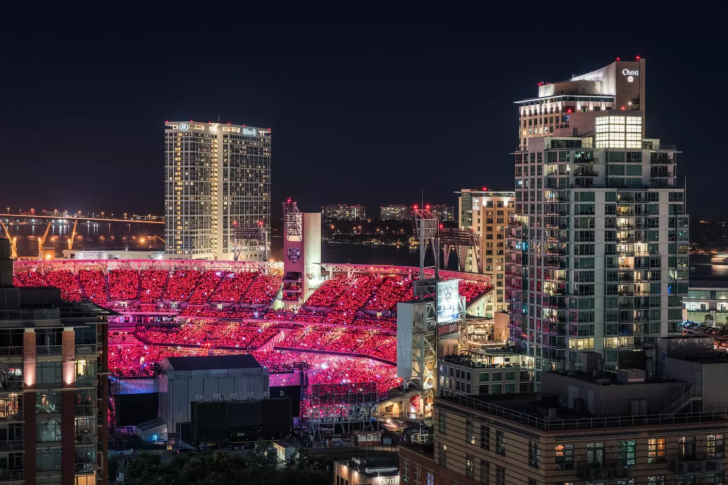 A night event at Petco Park, San Diego Petco Park in San Diego at night