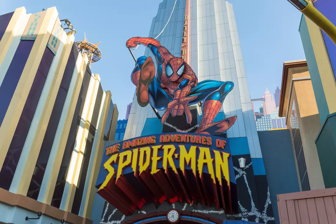 Thematic park Islands of Adventure in Florida — photo of the popular Spider-Man attraction Thematic park Islands of Adventure in Florida — photo of the popular Spider-Man attraction