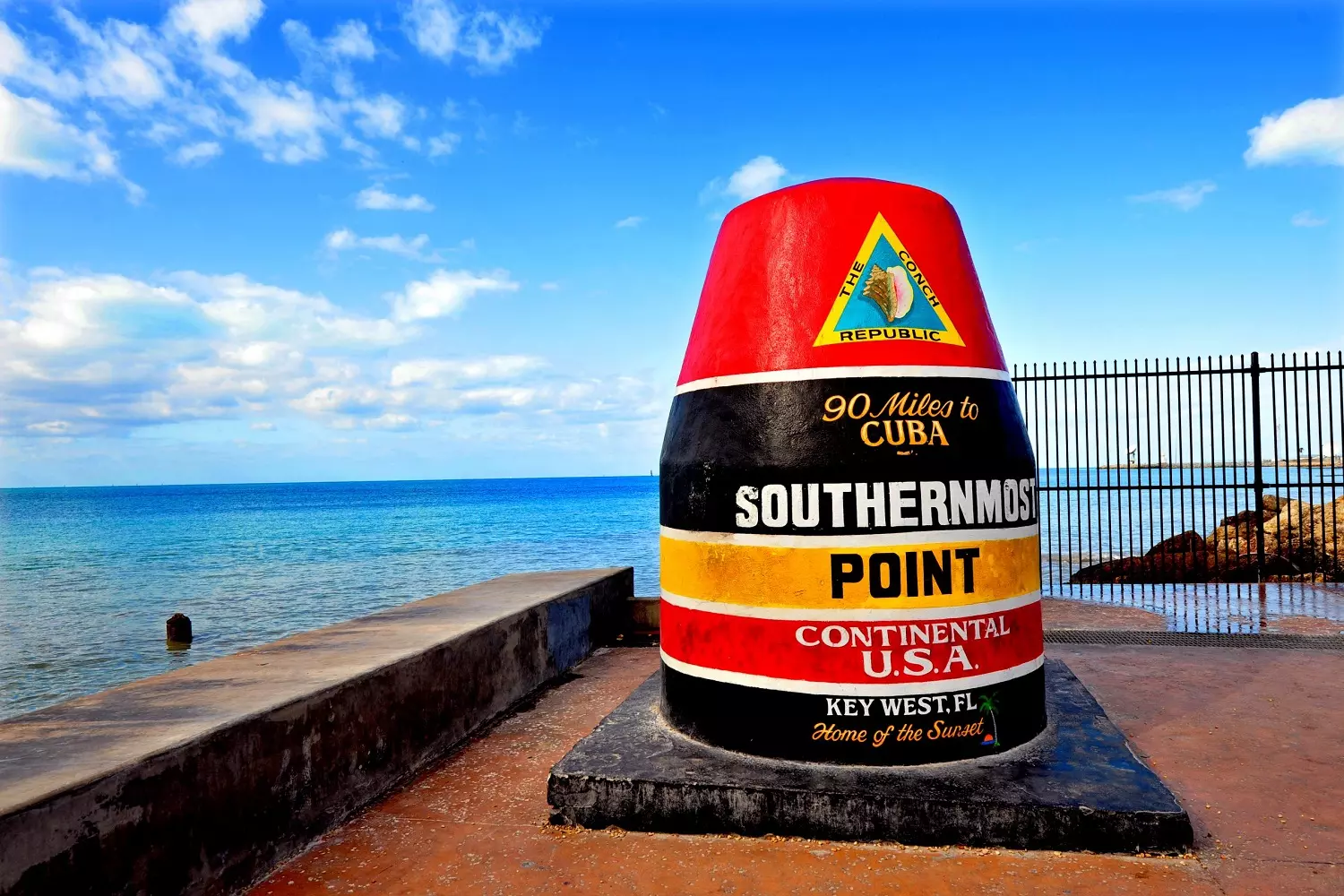 The Southernmost Point Buoy in Key West Southernmost Point Buoy in Key West with the ocean in the background