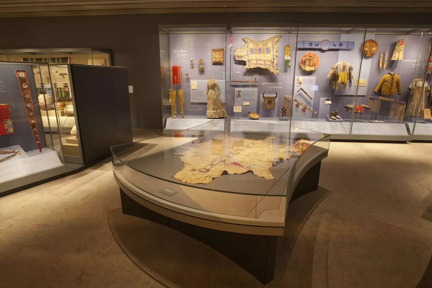 Exhibit of traditional clothing of native americans Traditional costumes of indigenous peoples in the museum’s exhibition