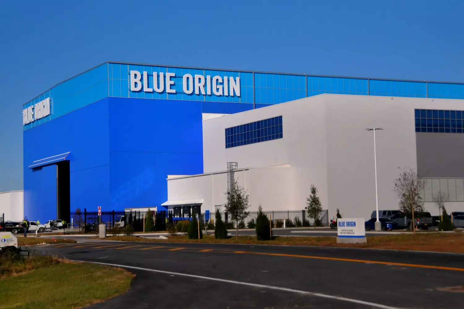 Blue Origin company factory Facade of the Blue Origin company factory building