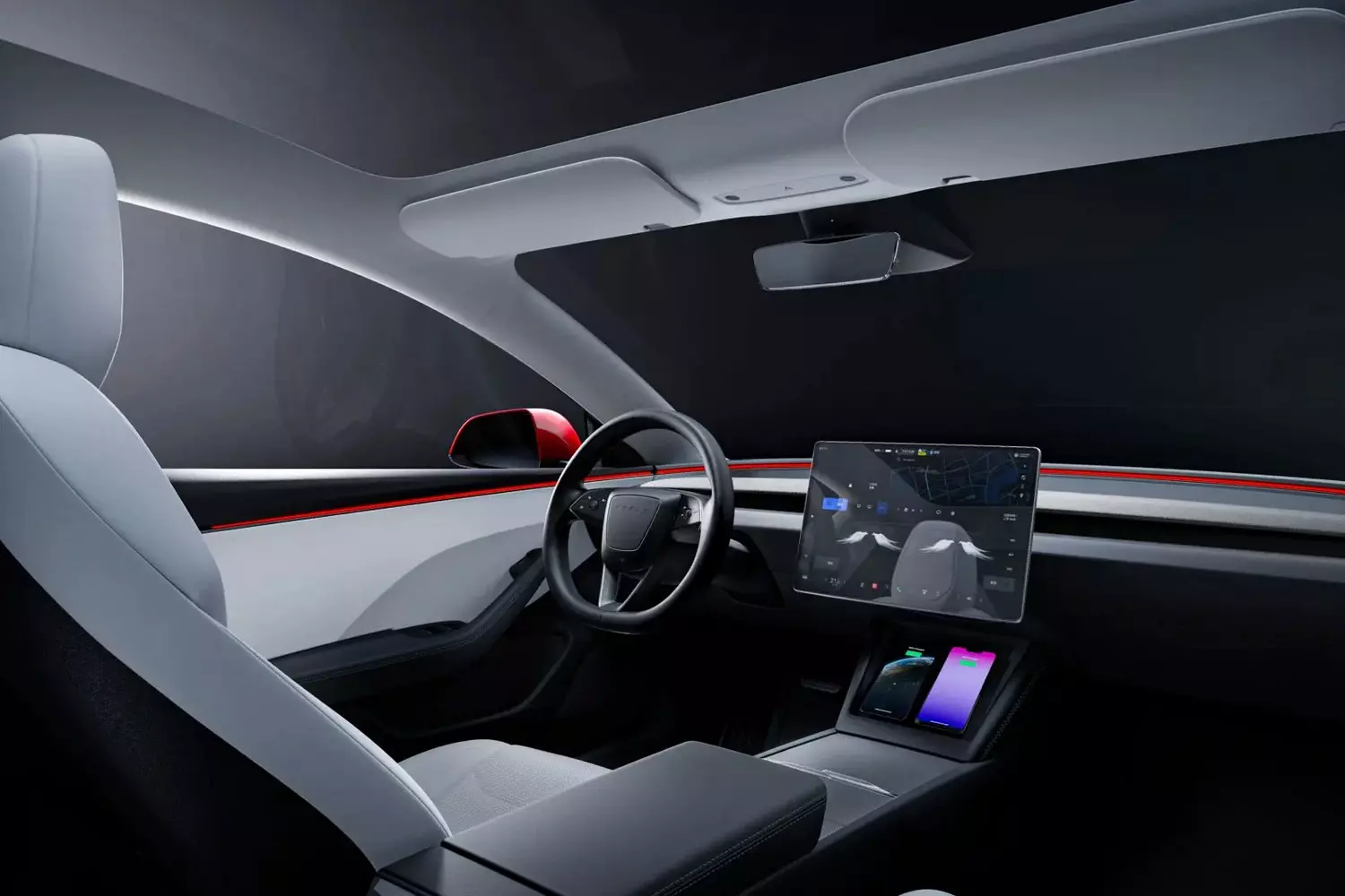 Premium Tesla Interior — Futuristic Design & High-Tech Comfort Tesla car interior with minimalist design and touchscreen display