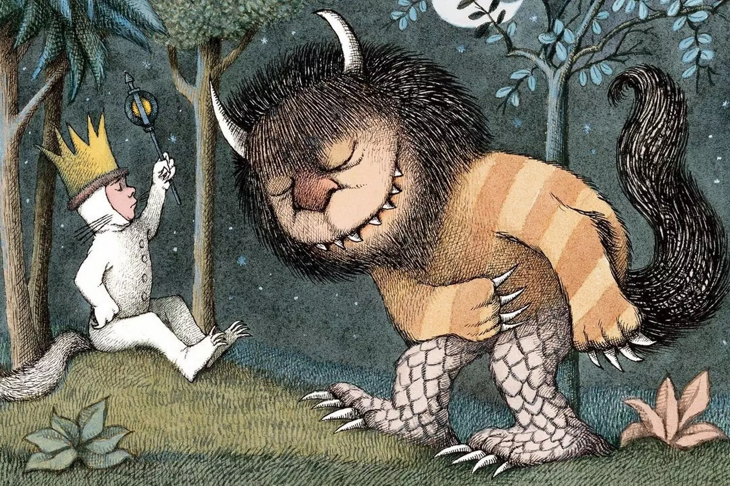 Where the Wild Things Are by Maurice Sendak — a magical world of wild creatures and adventure Illustration from "Where the Wild Things Are" by Maurice Sendak, featuring wild creatures