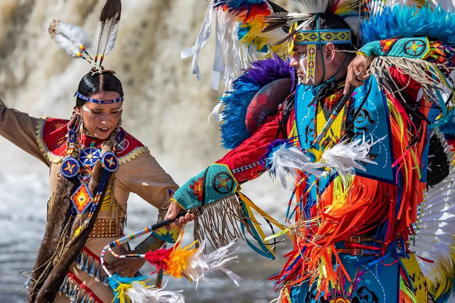 Ritual dance of American Indians Indians performing a traditional dance during a ceremony
