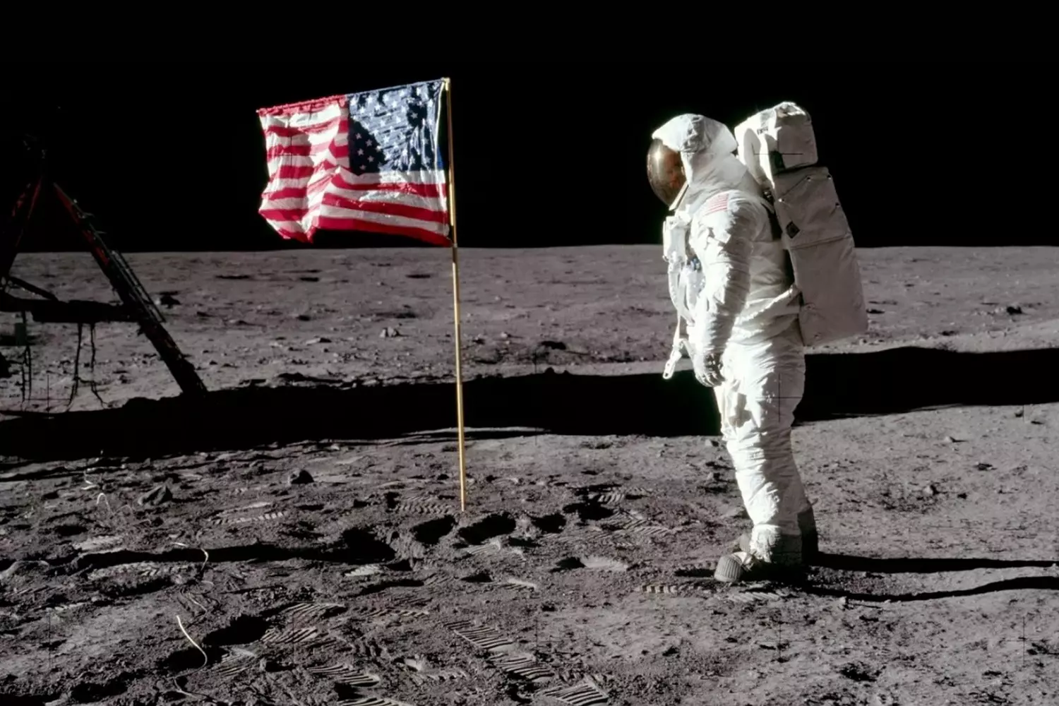 A small step for man: Neil Armstrong on the Moon The famous photo of Neil Armstrong taking his first steps on the lunar surface on July 20, 1969 — the climax of the space race
