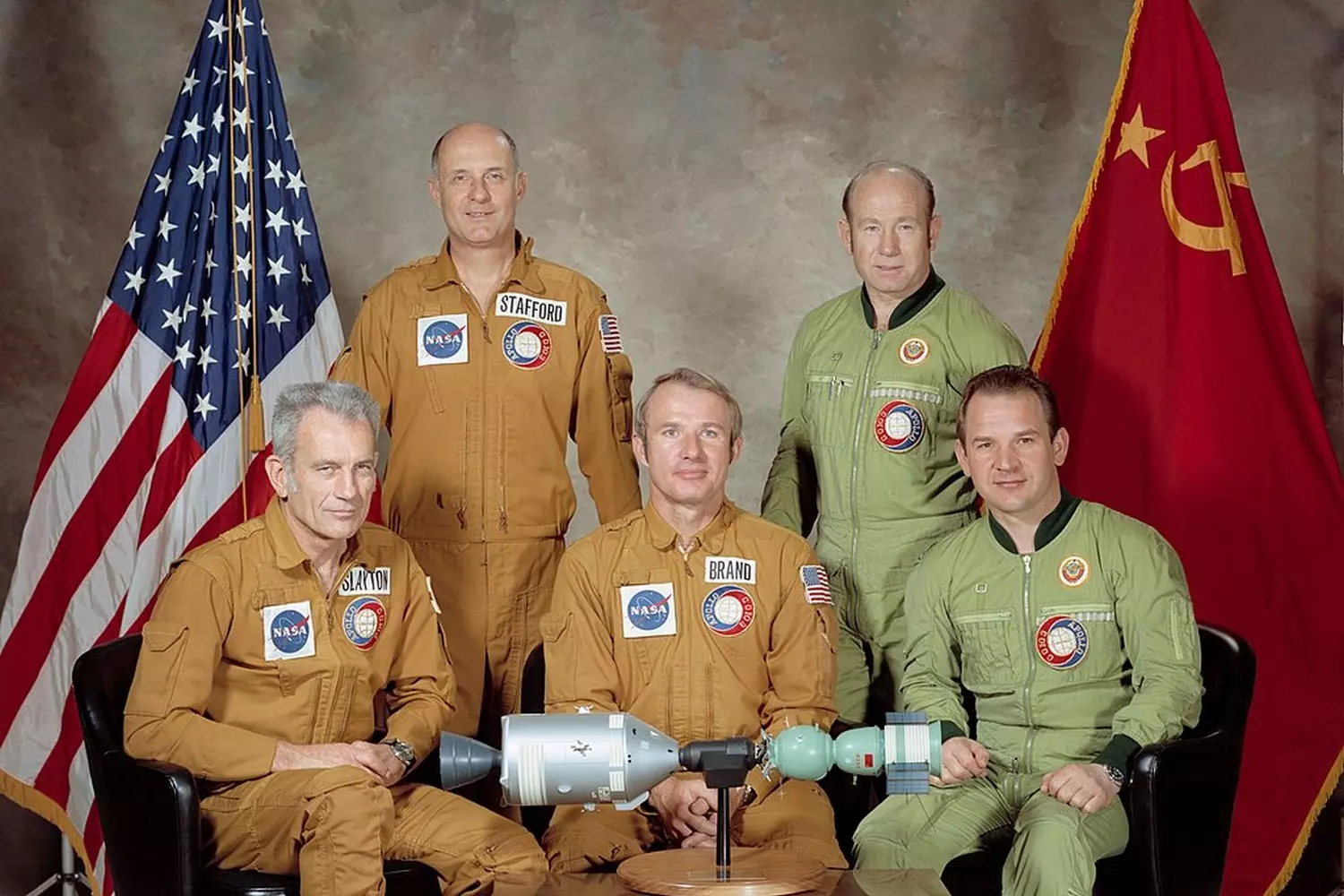 Soviet cosmonauts and American astronauts before the joint mission US astronauts and Soviet cosmonauts before the Apollo-Soyuz mission (1975) — the first joint flight during the Cold War era