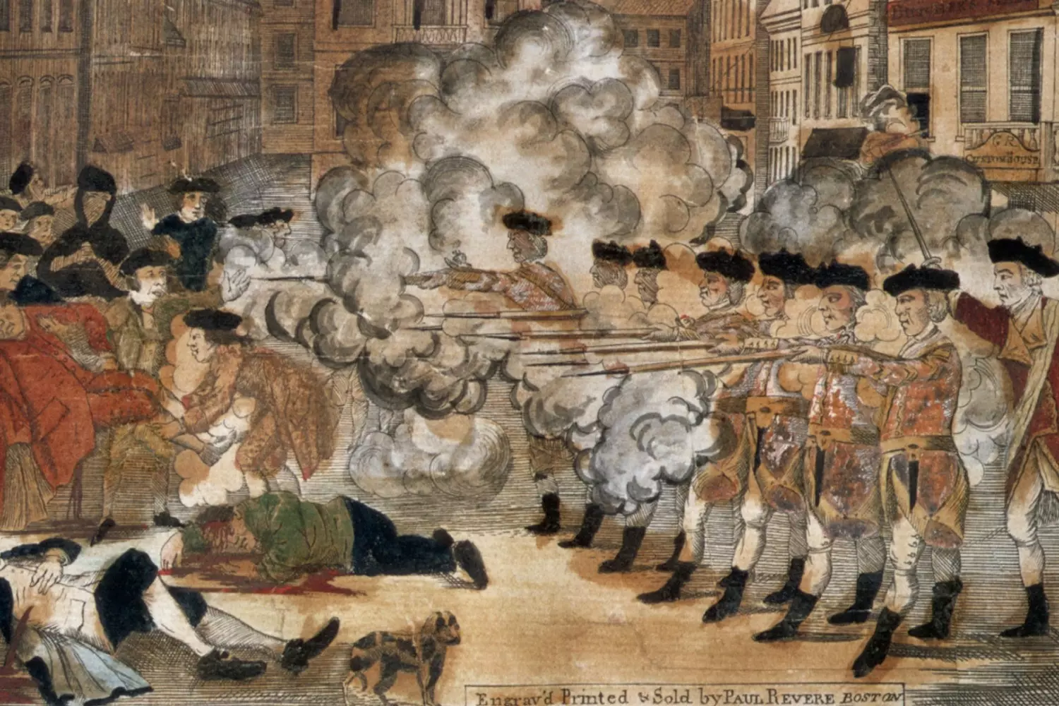 The Boston Massacre of 1770 Engraving depicting the Boston Massacre