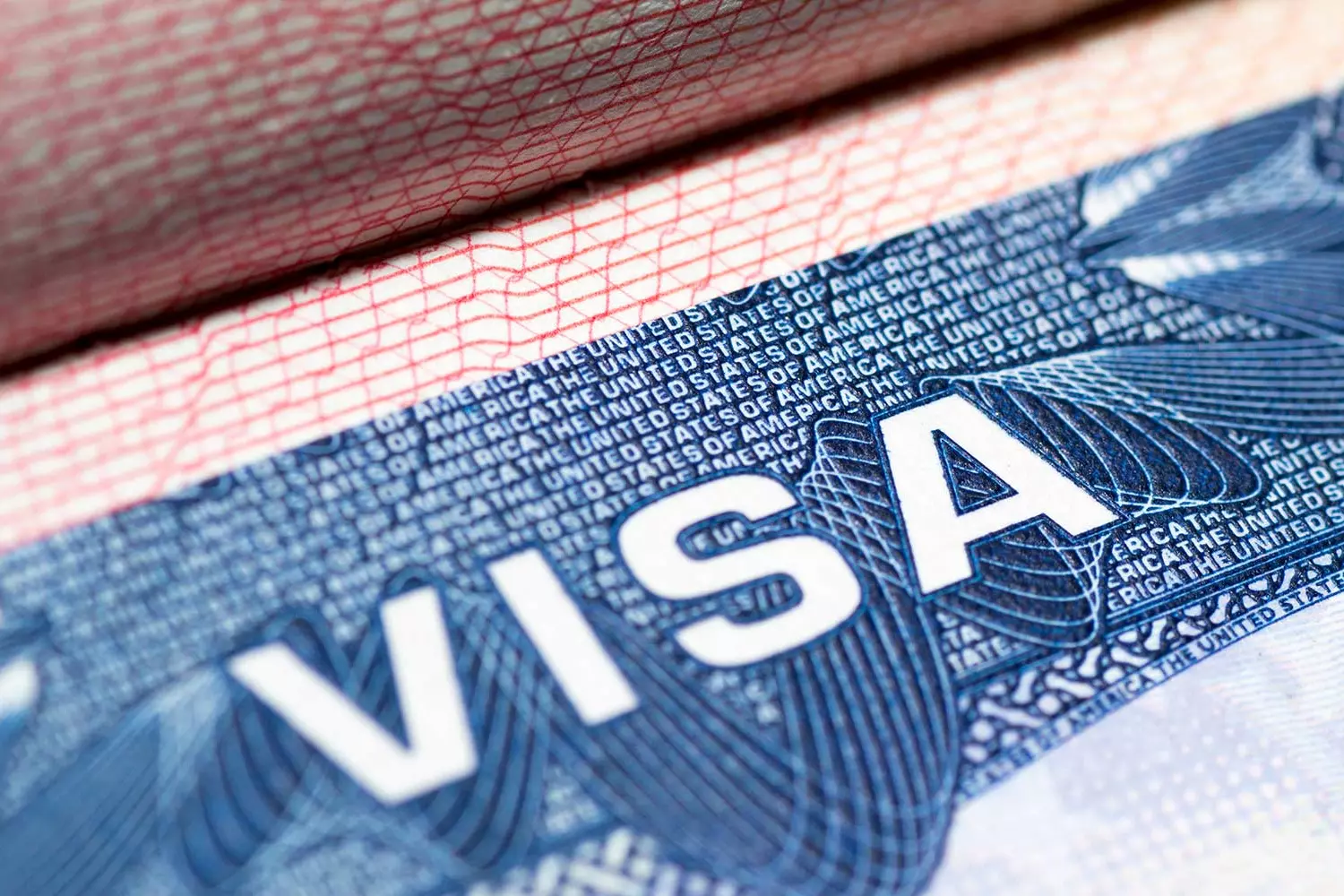 American visa — document processing and details Close-up of American visa in passport — American Butler
