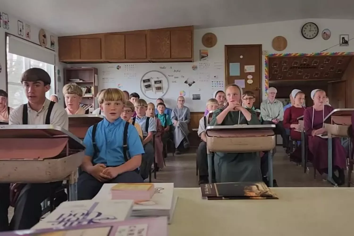 A glimpse into daily life at an Amish school in Pennsylvania Amish children attending a traditional schoolhouse in rural Pennsylvania