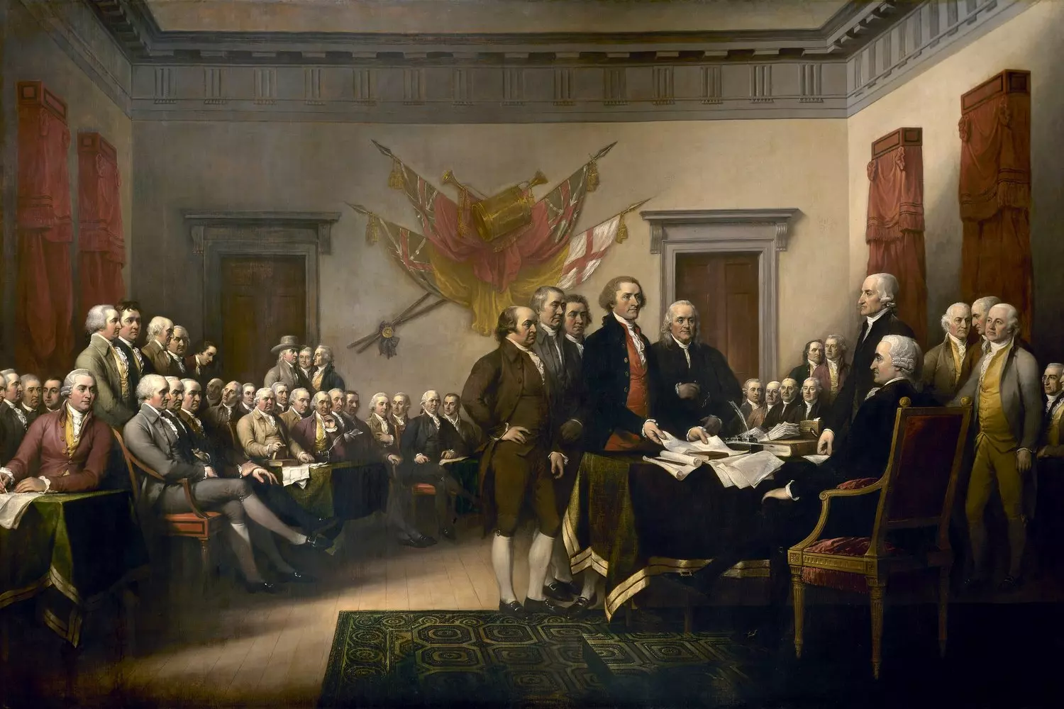 The Birth of Religious Freedom: The First Amendment in Action Historic painting depicting the drafting of the First Amendment, guaranteeing religious freedom in the United States