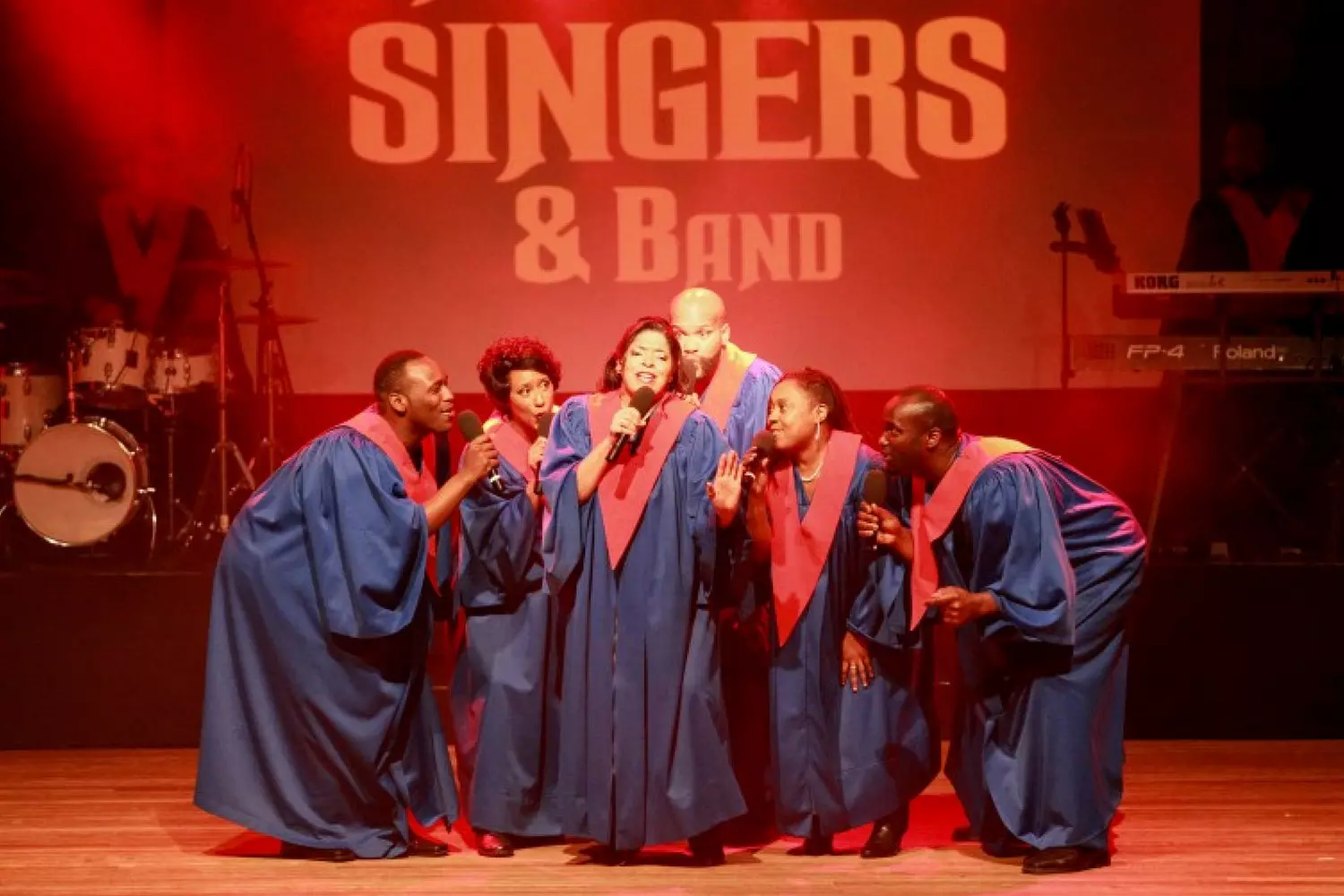 Healing Harmonies: Gospel Choir in a Powerful Performance Dynamic Gospel Choir Performance: Vibrantly Dressed Singers Delivering Passionate Vocals Backed by a Live Orchestra