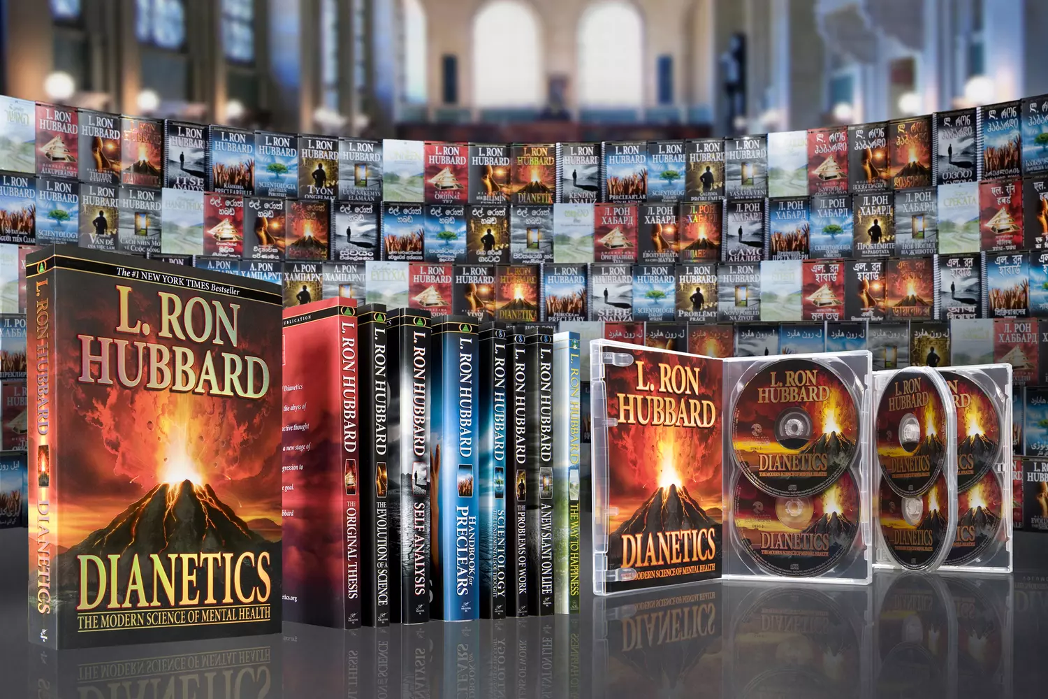Scientology books and audio CDs, including works by L. Ron Hubbard Books and audio materials on Scientology