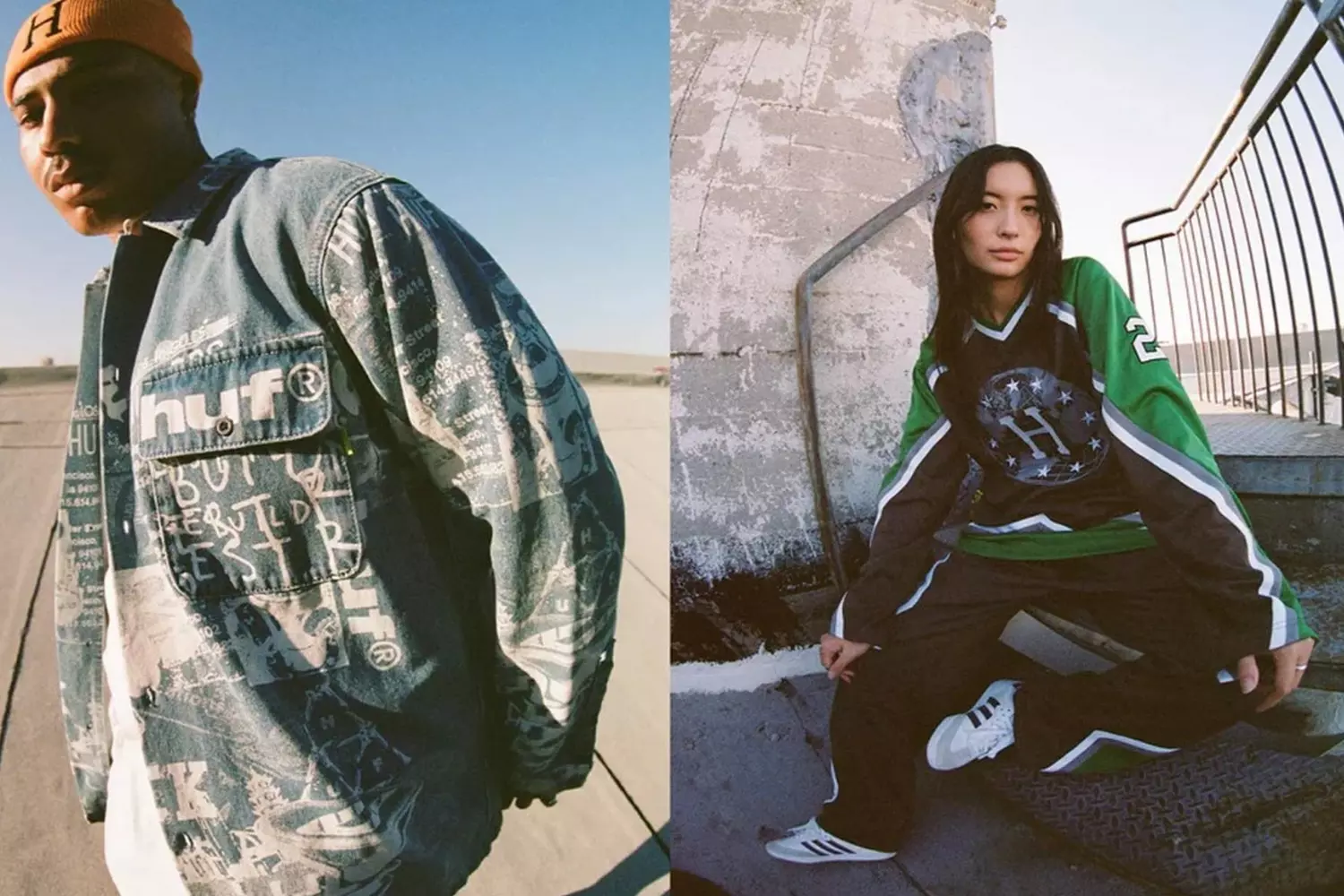 Clothing for those who rule & glide HUF Urban Campaign: Skaters Against the Backdrop of a Raw Skatepark