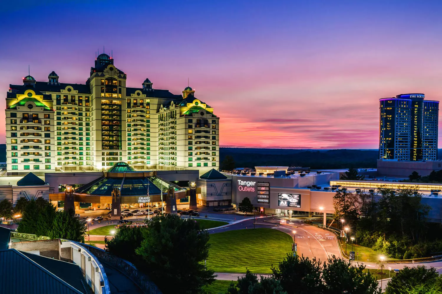 Foxwoods Resort Casino in Connecticut Foxwoods Resort Casino in Connecticut surrounded by forested landscape
