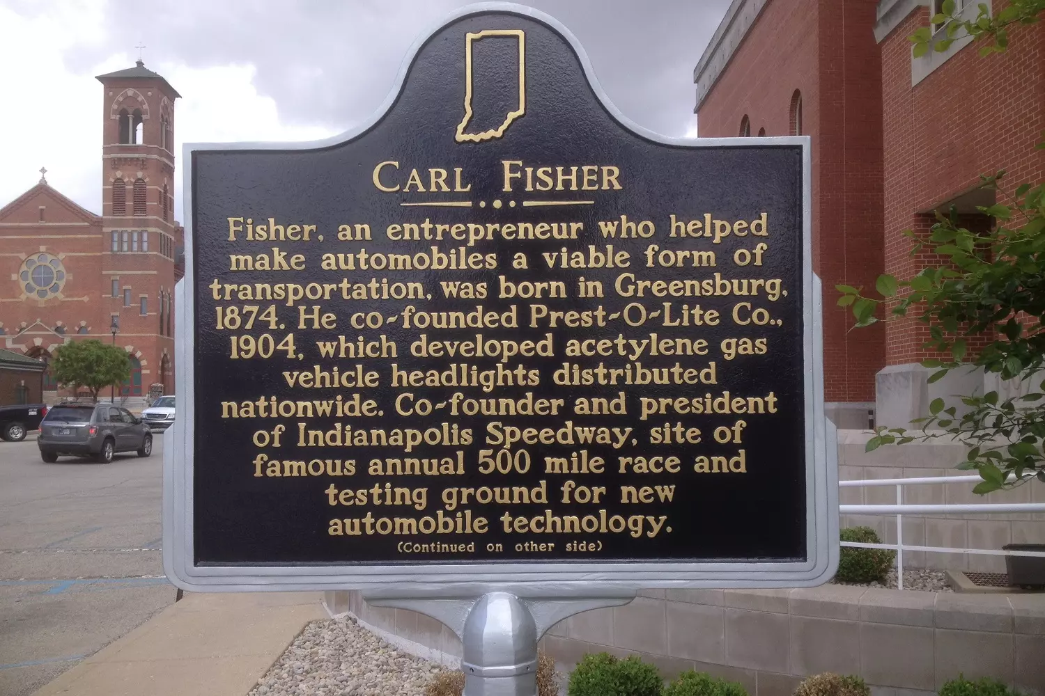 Carl Fisher Historical Marker Carl Fisher Memorial Plaque in Indiana