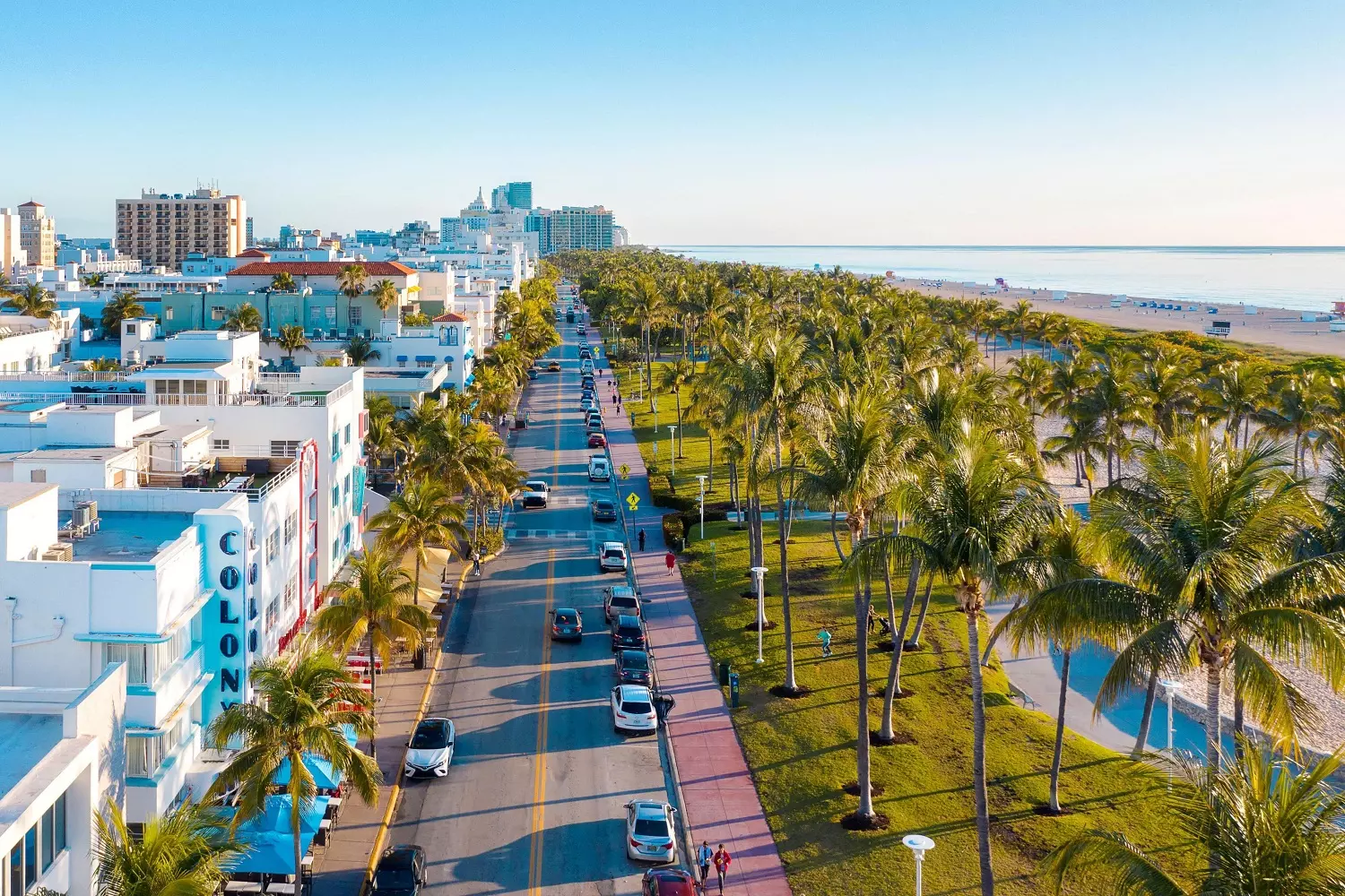 Вид на современный Lummus Park Lummus Park с высоты