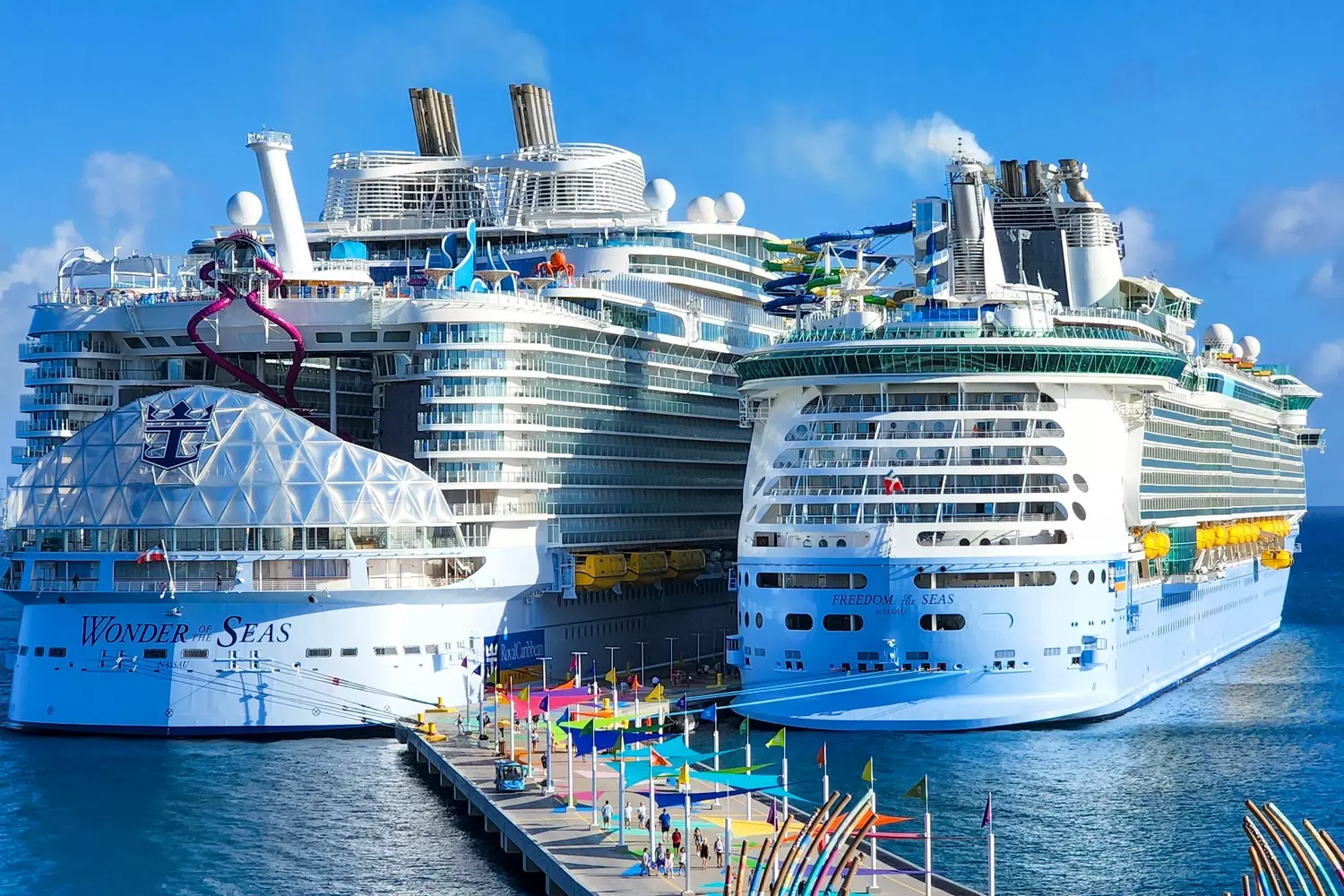 Cruise Ships in Port — A Glimpse of Luxury at Sea Cruise ships docked at a port in the USA