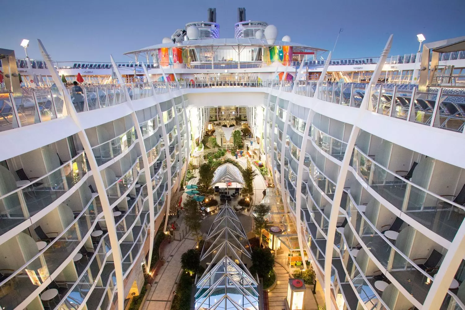 Discover the Elegant Interior Promenade on a US Cruise Ship Interior promenade of a US cruise ship