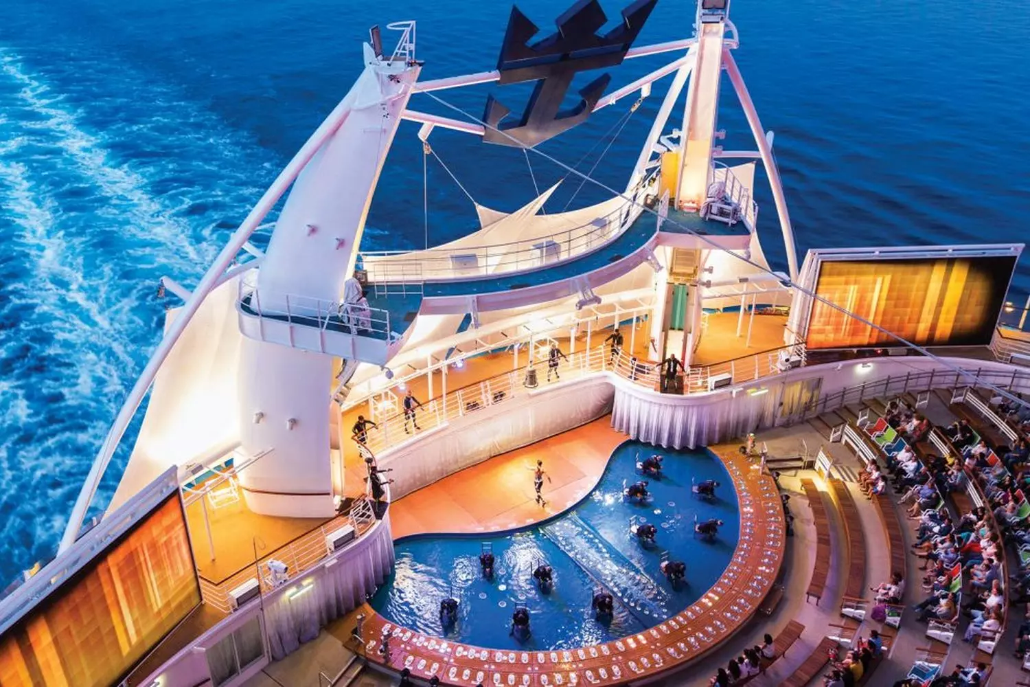 Spectacular Water Performance on a US Cruise Ship US cruise ship featuring a spectacular water performance