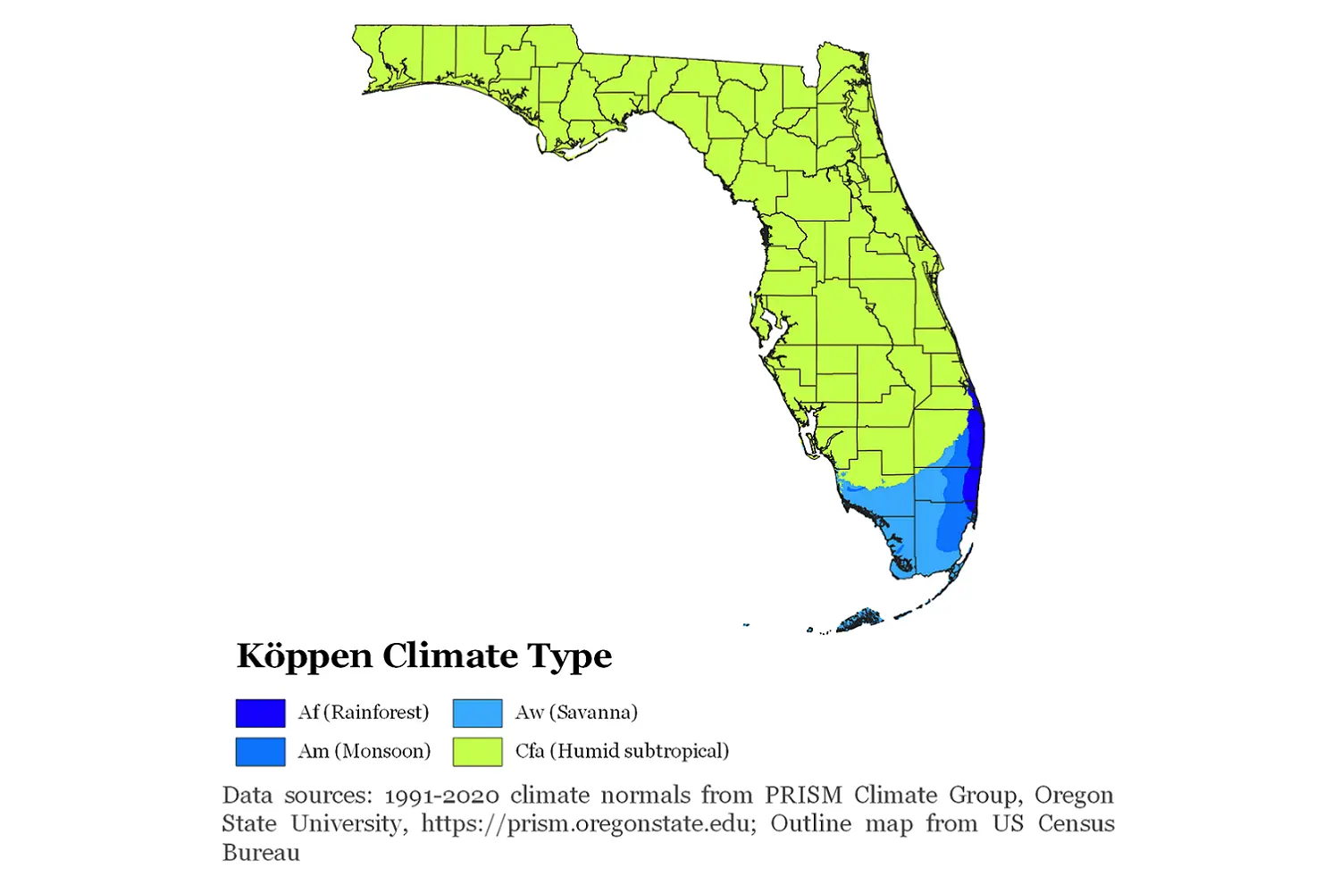 Map of Florida's climate Map of Florida's climate